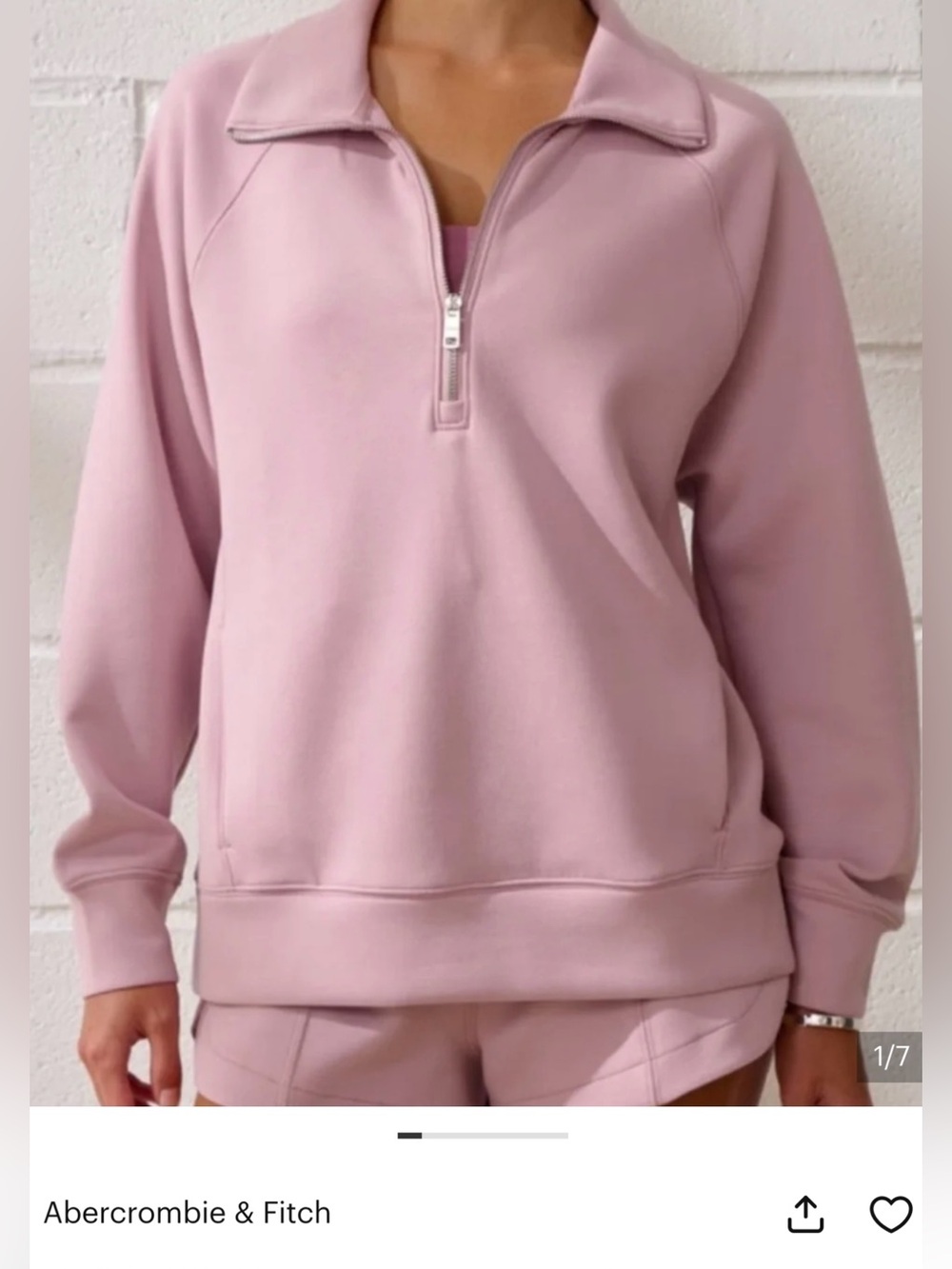 Abercrombie & Fitch YPB oversized Pink Half-Zip Pullover